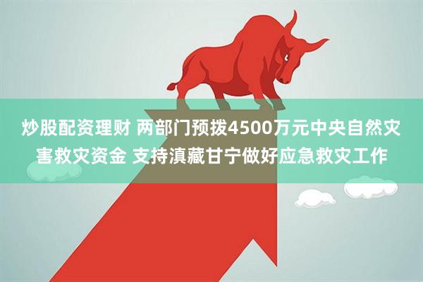 炒股配资理财 两部门预拨4500万元中央自然灾害救灾资金 支持滇藏甘宁做好应急救灾工作